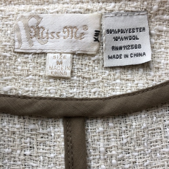 Miss Me Cream Studded Shoulder Wool Blend Jacket - Picture 5 of 7